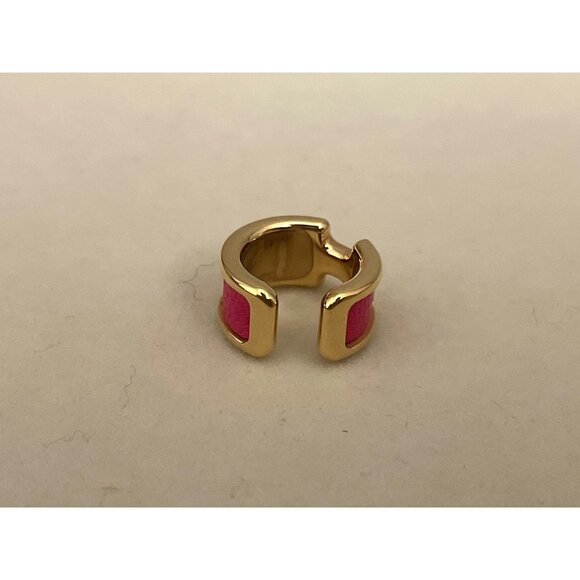Hermès Pink Enamel & Gold Plated Clic Ear Cuff - Picture 1 of 5